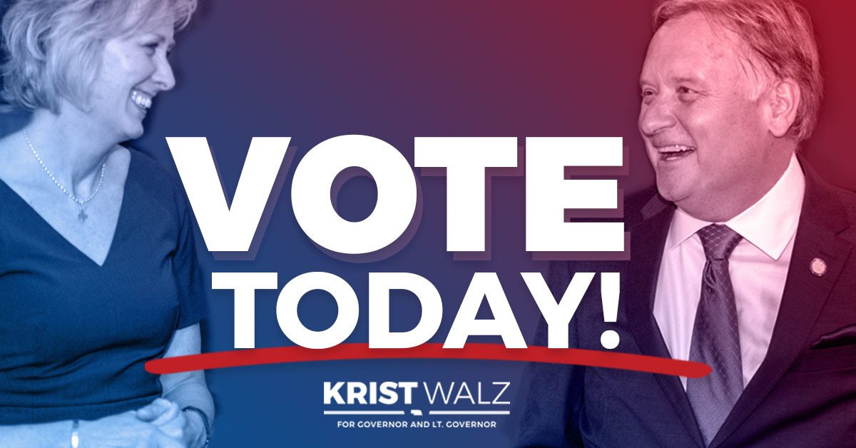 This is it, team. It's our chance to make history today.

The polls open in an hour. #GOTV and support Krist-Walz for #NEGov!