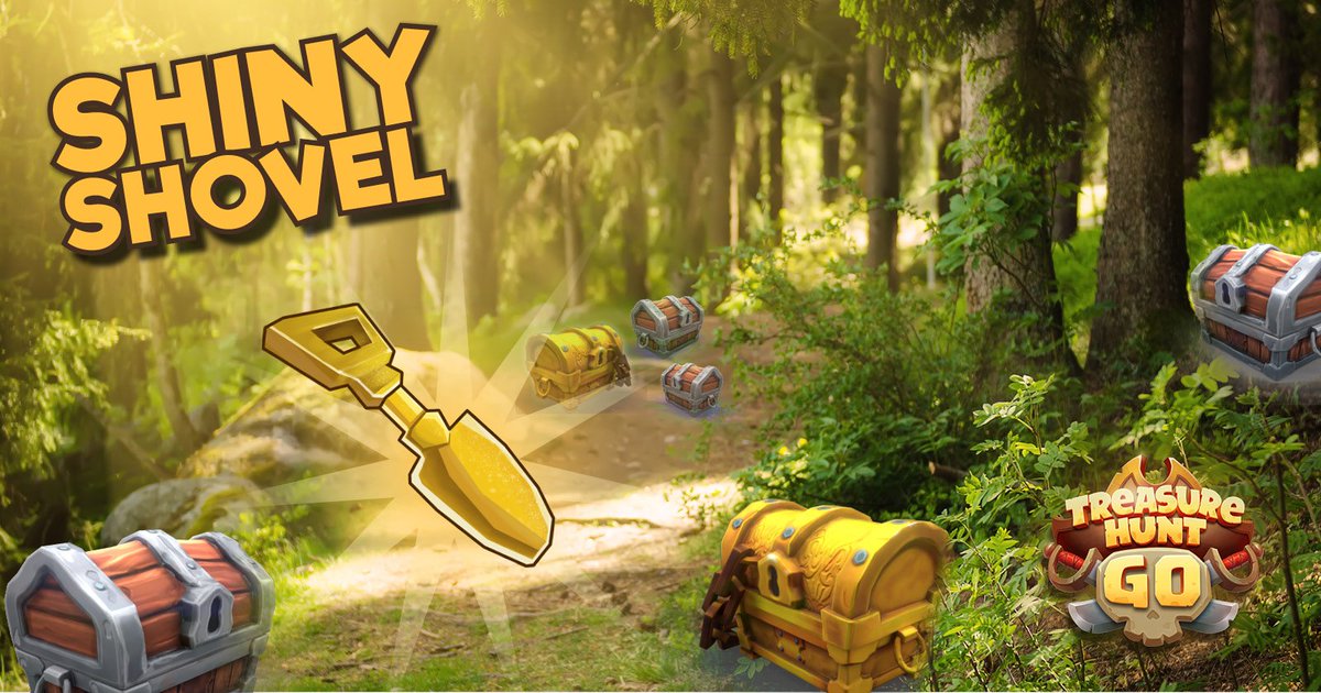 TreasureHuntGo's tweet image. The shiny shovel booster will help you on your way to finding the legendary chest. When you activate it, it will spawn an increased number of chests around you for the next 30 minutes. You'd better make the most of it! Happy hunting pirates! #cashprizes #treasurehunt #game