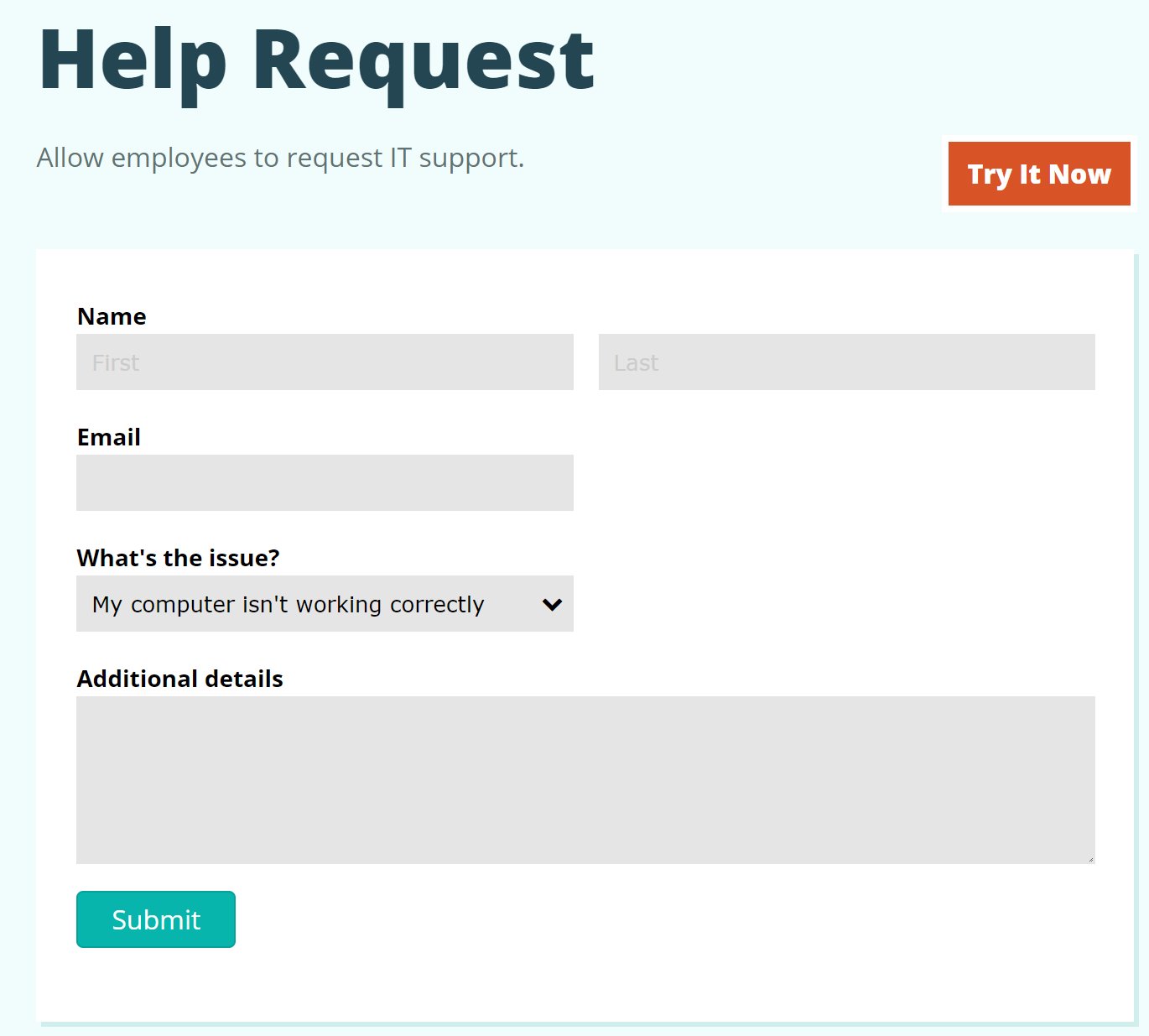Request for Technical Support Form