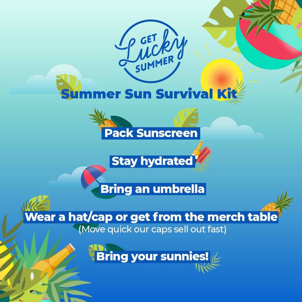 getluckysummer's tweet photo. With Summer on the way, we put together a GLS Summer Sun Survival Kit to make sure you enjoy and get the most out of your Get Lucky Summer experience (without the sunburn). 🌞😎

Who else is ready for some fun in the sun!🎶🌞🙌 
#GLS2018
https://t.co/G3WocVXl7X https://t.co/y6bwS7lgB0