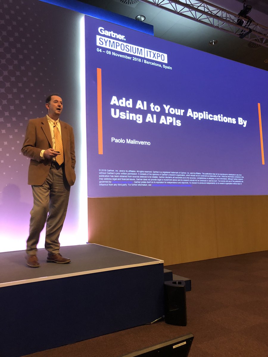 MikeJFuller's tweet image. #Gartner_SYM @PMalinverno_Gartner aka #MrAPI says #AI might not be magic, but you can add what looks like magic to your application by adding #AI using the right #API.