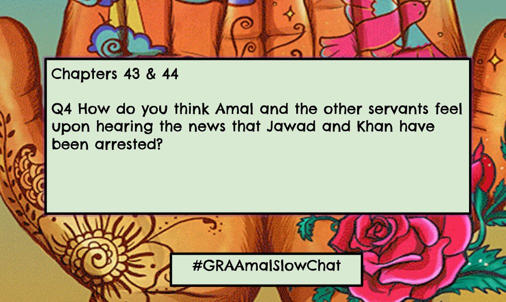 psamel's tweet photo. Big stuff happening in the story! Questions for chapters 43 &amp; 44 of Amal Unbound. #GRAAmalSlowChat #GRA18 #GRAamal https://t.co/y3GpmAdQ8d