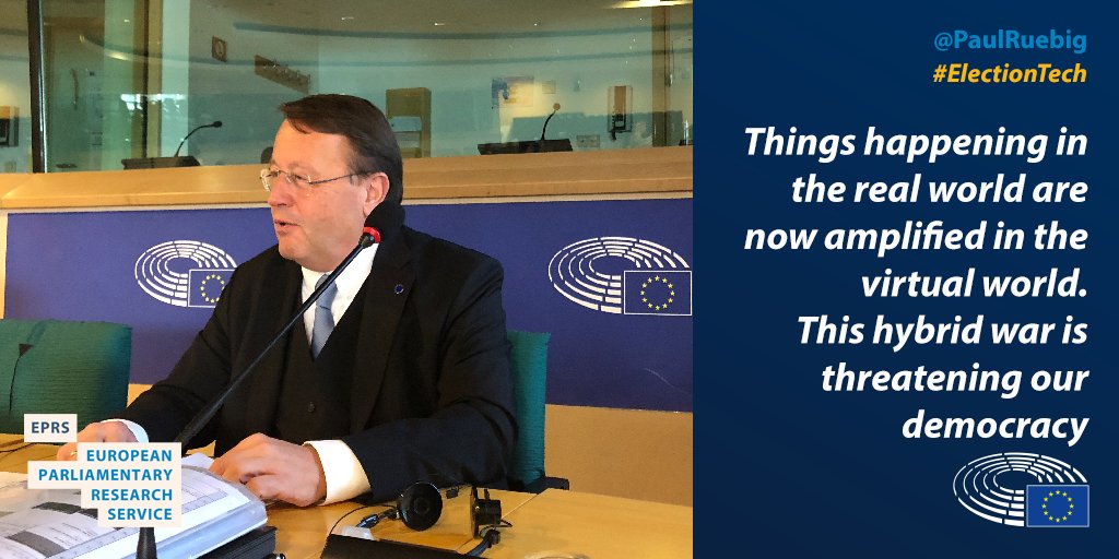 .@PaulRuebig: Things happening in the real world are now amplified in the virtual world. This hybrid war is threatening our democracy. #STOA set up #ESMH to help fight this. #electiontech