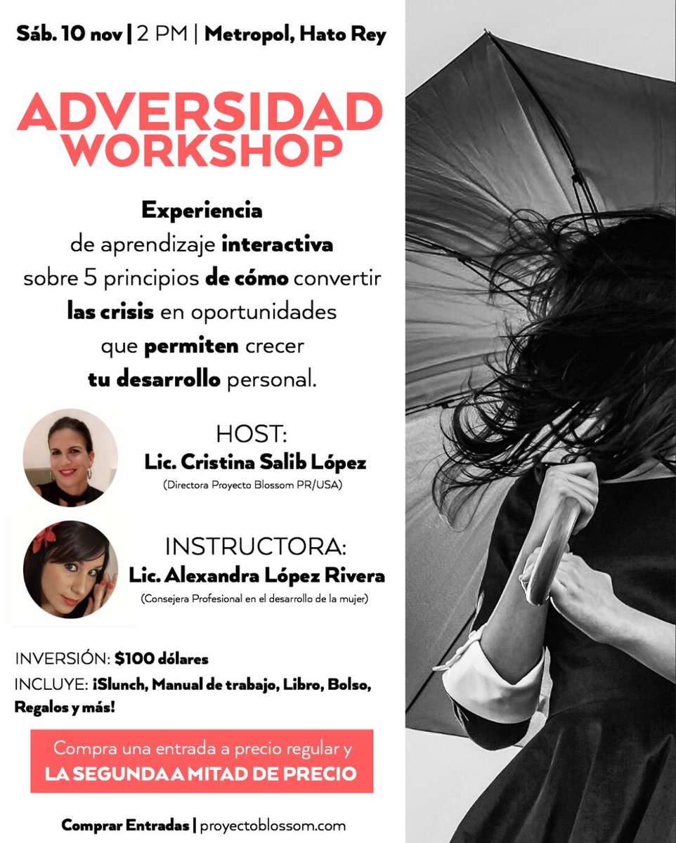 yesvelez's tweet photo. Mujer puertorriqueña, levántate como guerrera en medio de la adversidad. Asiste a este taller para adquirir las herramientas. ¡Te vas a sorprender! https://t.co/v95gOP0CBL