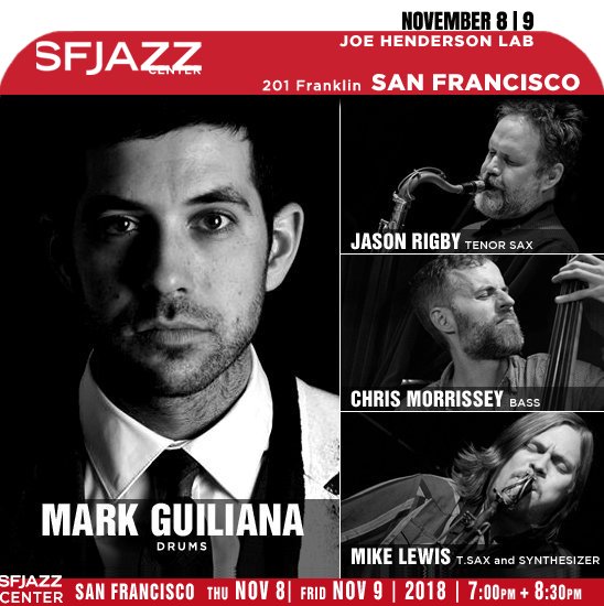 jazzsharing's tweet photo. →@SFJAZZ #SanFrancisco
Blackstar Drummer: MARK GUILIANA SPACE HEROES
@markguiliana top jazz-drummer, composer
→https://t.co/mzFMzBXyAt
W/ #JasonRigby Tsax @ChrisjMorrissey bass #MikeLewis Tsax
#JoeHendersonLab Frid, NOVEMBER8+Sat, NOV9 | 7pm + 8:30pm
→https://t.co/ImGuvFNVHb https://t.co/pBjMpmJO8G