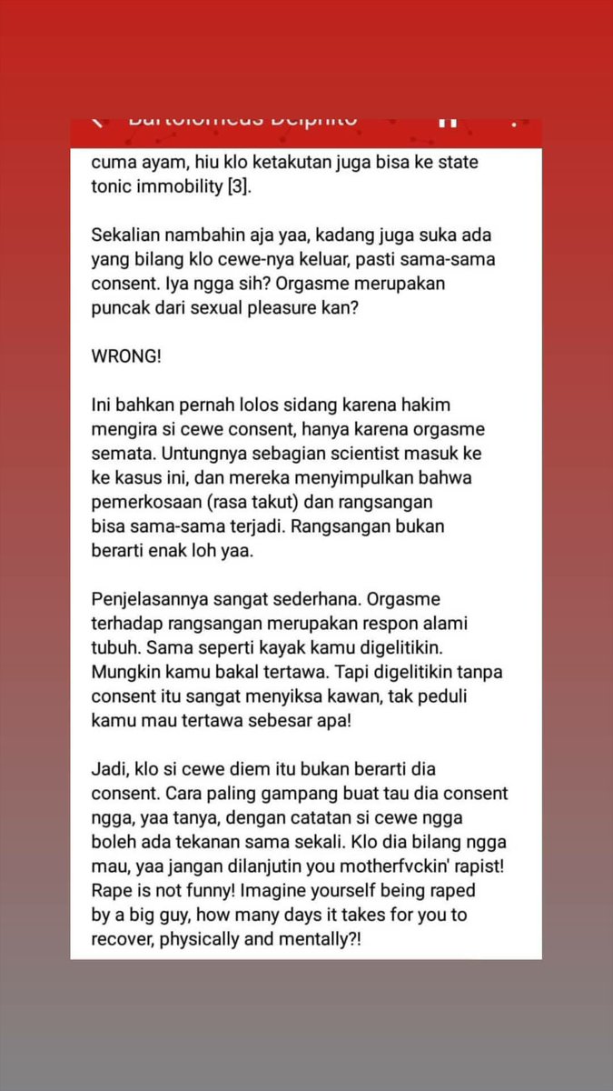 Ladrinaline's tweet image. Siapa tau ada orang2 dengan keterbelakangan logika yang perlu dicerahkan atas logika 'cewek diem kalo digrepe berarti enak'. Sumbernya dr IG mbak Enny Susilowati.