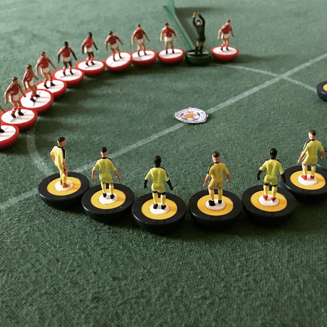 SubbuteoL's tweet image. All the English Subbuteo teams came together this weekend and did a minute’s silence for all those that lost their lives at the King Power Stadium 😢💗 These pics were taken from the Oxford United v Barnsley league One opener ⚽️