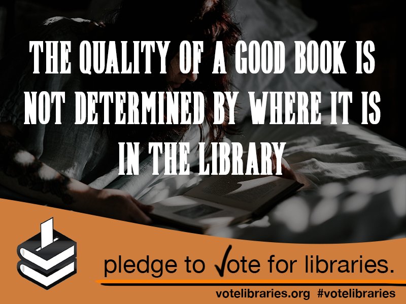 EveryLibrary's tweet image. Rise and shine! It&apos;s time to #votelibraries. Take the pledge at votelibraries.org and show your community that you care about its education, economic well-being, shared spaces and GOOD BOOKS!