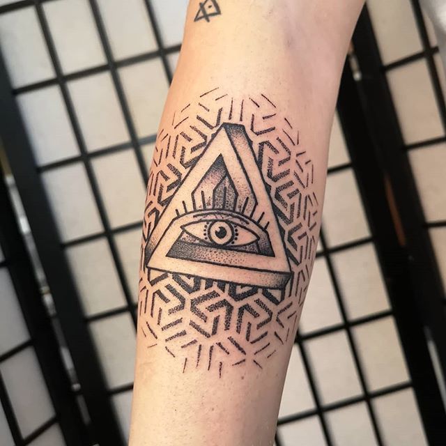 Penrose triangle with space fill done by Laura Kennedy at Timeless Tattoo  Glasgow  rtattoos