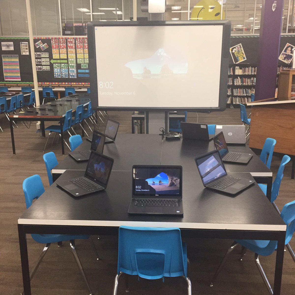 All set up for small group mini lesson and collaboration in the library this morning. Flexing the space to maximize learning! #gwaealibs #crcsdlibs #wearecrcsd