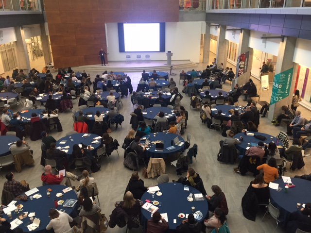 rupertslandorg's tweet photo. Dr. Leroy Little Bear, from the University of Lethbridge, spoke to a full house in the NorQuest College atrium during the Land-based Learning Symposium this morning. Dr. Little Bear's presentation was entitled Land: The Source of Identity. #yeg https://t.co/pPYx4KELjR