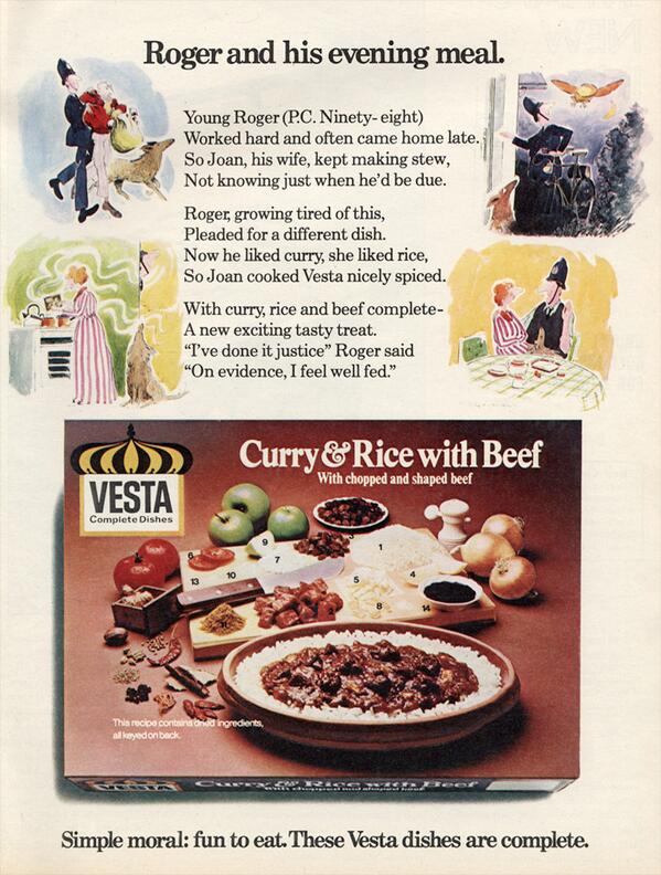 Vesta had latched on to something big: cooking was a chore, but we wanted to claim we had 'cooked' something for the family. Ready meals took enough effort to kid ourselves we were cooking, but with the convenience of pre-prepared dried ingredients.