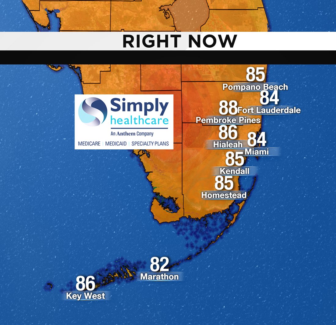 It's 2PM, here are south Florida's current temperatures. #BROWARD #MIAMIDADE #FLKEYS Presented by Simply Healthcare https://t.co/htjXUl397L