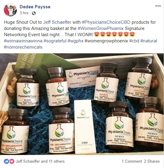 choice_cbd's tweet photo. Congratulations to the winner of The Physicians Choice gift basket at last night's event!  #womengrowphoenix #wgphx https://t.co/UFCcKCQRfo