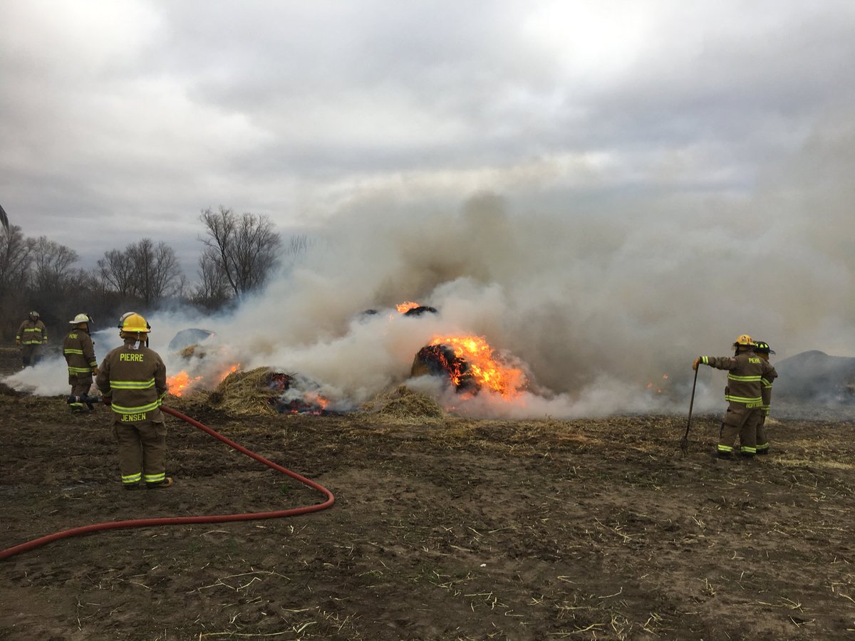 Pierrefiredept's tweet image. Pierre Rural currently on the scene of a bale fire east of Pierre.
