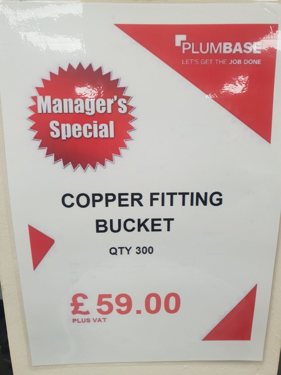 PlumbaseNotts's tweet photo. We have am Amazing offer on at the moment here at Plumbase In Nottingham.
Copper Fitting Bucket only £59.00 Plus Vat https://t.co/eFZWAH7Q39