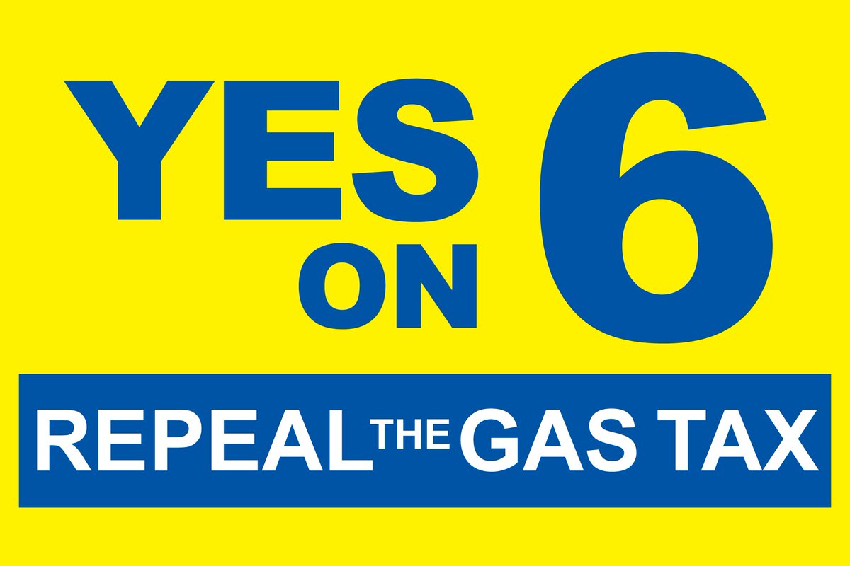 Get Out The Vote!  Please tell all your friends to vote YES on Prop 6 - Gas Tax Repeal Initiative.  Show corrupt Sacramento politicians that the PEOPLE hold the power! GasTaxRepeal.org