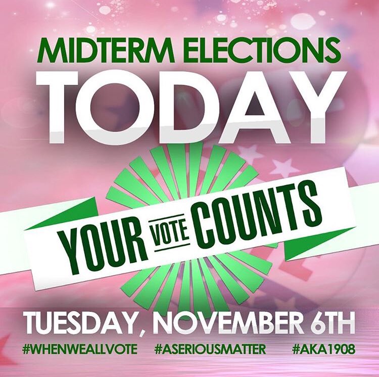 ZU_AKA1908's tweet photo. Today is the BIG day! Polls don’t close until 7pm. Make sure your voice is heard, go out, and VOTE! 💗💚 #VOTE #ASeriousMatter #AKA1908 https://t.co/KEDqvDFZZy
