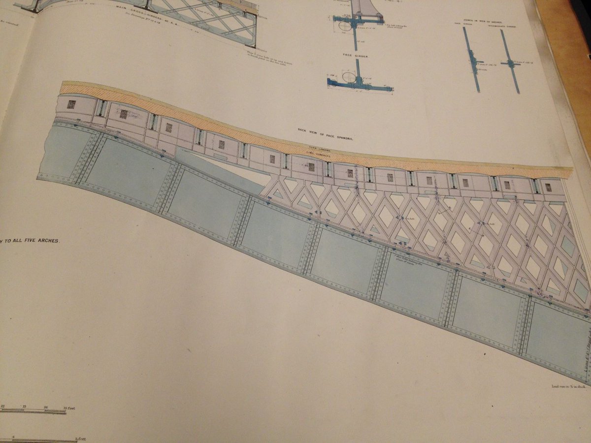 ICELibrary's tweet photo. Blackfriars road bridge was opened by Queen Victoria #onthisday 1869. Designed by Joseph Cubitt and built by Kell brothers, contractors.  Here are some lovely details from the working drawings. https://t.co/coSUK1BHi3