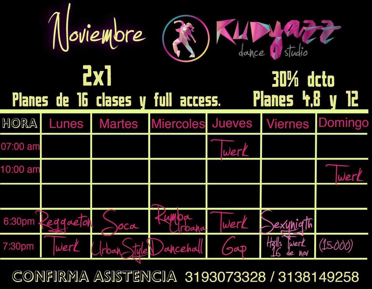 Rudyazz_studio's tweet photo. Ahora si empezamos el mes con toda!!! ⚡️ NO HAY EXCUSAS 1- Primera Clase Gratis. 2- Promo en TODOS los planes. INFO 📲 3193073328/3138149258 #clasesdebaile #baileenbogota #danceinbogota #clasesdesoca #clasesdehiphop #clasesdeurbanstyle #urbanstyle #soca #lifestyle  #rudyazzmicasa https://t.co/ZO9sWxpUjY
