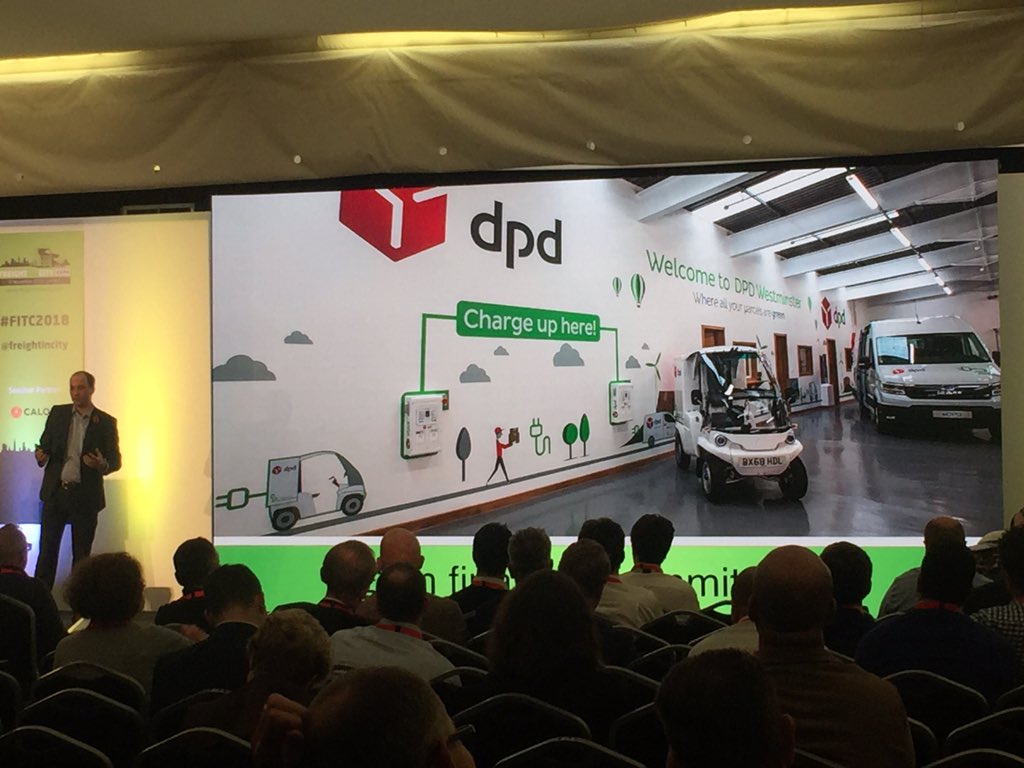IOCouriers's tweet photo. Worth the wait. #fitc2018 dpd Rob Fowler takes Micro Depot needs Micro Vehicles. Delivering in SW1 Less than 5 miles a day delivery routes. #dpd #LoCITYUK #iocouriers https://t.co/vlskKhl2FF