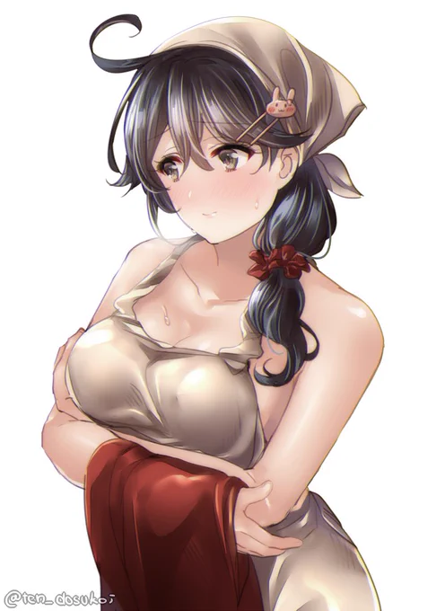 「いつもの恰好に戻ったほうが、良いですよね?あの…すいません!」エプロン潮ちゃん～ 