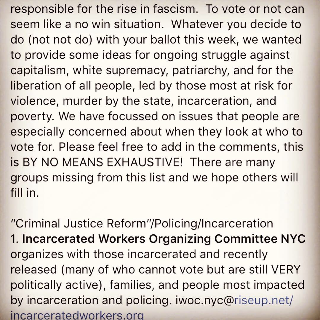 decolonize_this's tweet image. By the Incarcerated Workers Organizing Committee NYC:

FREE Alternative #VotingGuide
Alternate “Voting Day” Guide For Liberation. #decolonizethisplace || continue reading: facebook.com/17697988264662…