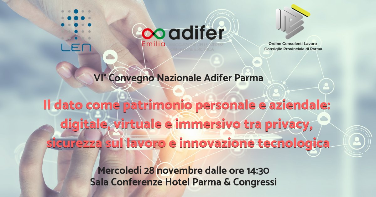 Finiti gli #SDBAwards è già tempo di un altro importante appuntamento: il 28/11 saremo con Adifer Parma per condividere con aziende e consulenti esperienze e opportunità derivanti dal nuovo #GDPR. Vi aspettiamo!
bit.ly/2JGFHnE