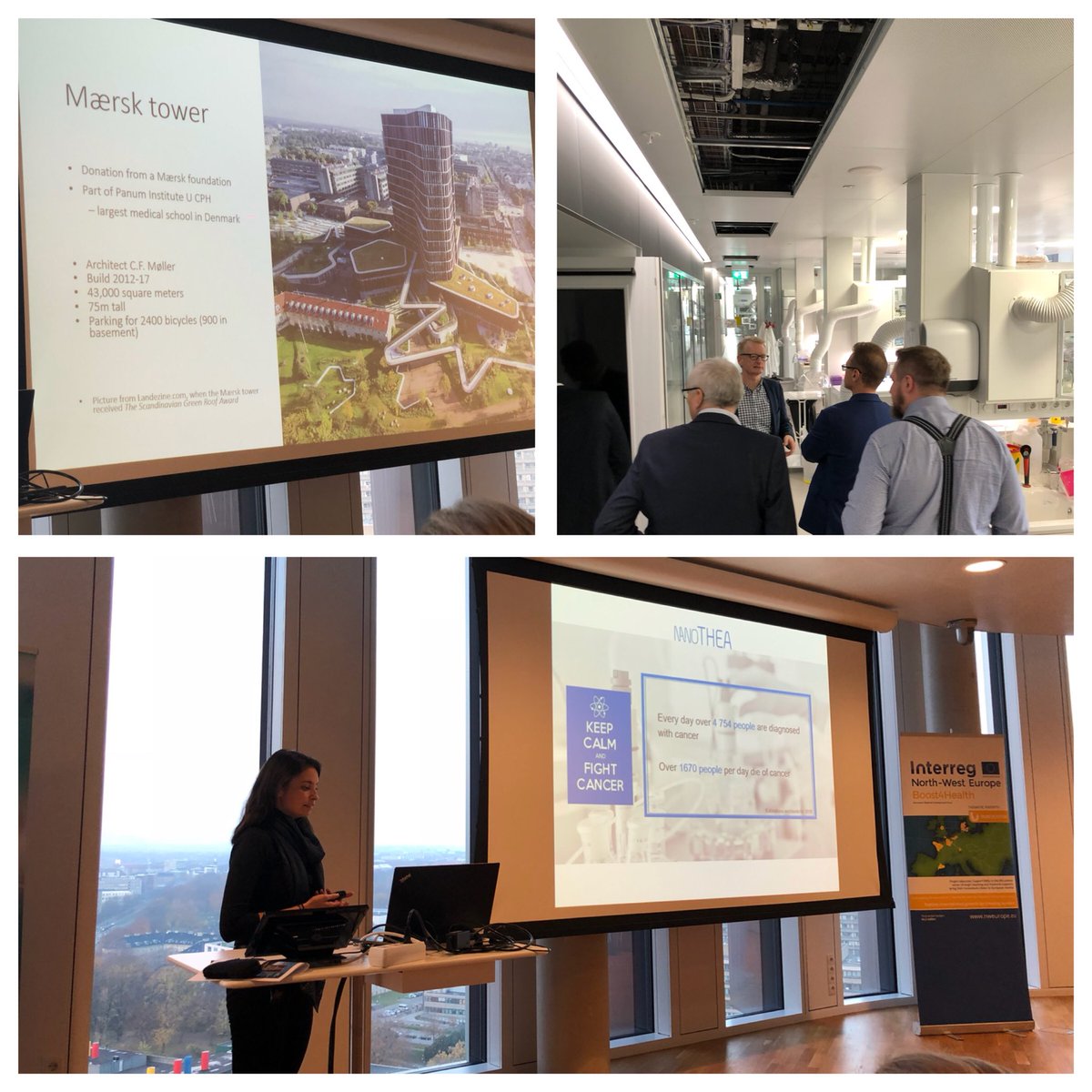 l_szymaszek's tweet photo. Polish #biotech taking part in the #Boost4Health Matchmaking at the Maersk Tower. Many thanks to #BioPeople🇩🇰 for facilitating the meeting incl a guided tour of the laboratories 👏 Great pitching by @SelvitaKrakow, #NanoThea & #SDSOptic 💪 https://t.co/ij6ChcIYnB