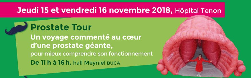 HopitalTenon's tweet photo. Les 15 et 16 novembre, voyage commenté au coeur d'une #Prostate géante, hall Meyniel BUCA de l'hôpital Tenon de 11h à 16h à l'occasion du #Movember2018 : https://t.co/gky7eLyJrR #prostatetour #ANAMACap https://t.co/g2pCY82VtW