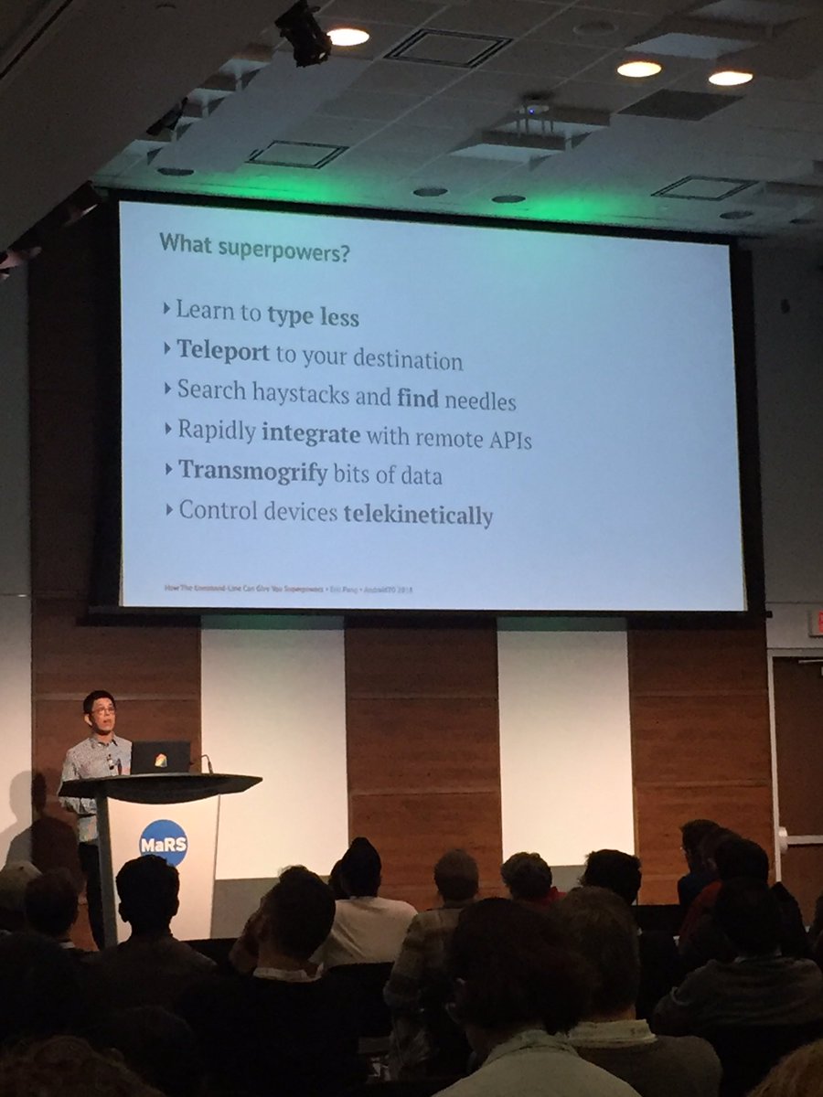 Why would an #Android developer ever use the command line?
Well, <a href="/gnufmuffin/">Eric Fung</a> from <a href="/Shopify/">Shopify</a> thinks it gives him (and could give you) superpowers. Check out his list of all the superpowers you could have (without getting bit by a radioactive spider)
#AndroidTO #DevFest18