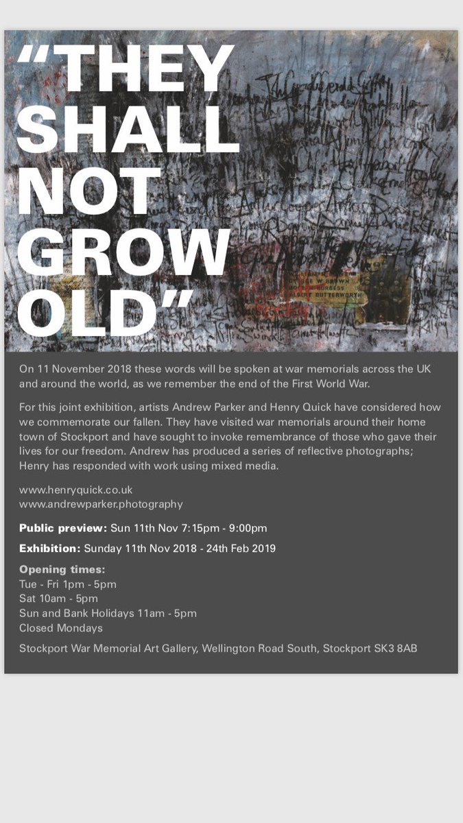 What are you doing for #RemembranceDay ? Head to <a href="/StockportArt/">StockportArtGallery</a> for a show commemorating Stockport and Manchesher's fallen men. #stockport #Manchester #WWI