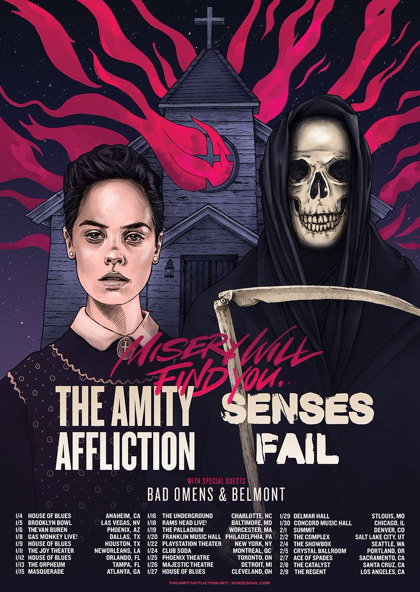 We are excited to announce that we will be touring with <a href="/amityaffliction/">The Amity Affliction</a> and <a href="/SensesFail/">Senses Fail</a> with Bad Omens this winter across North America.

Amity/Senses Fail Fan Club pre-sale is up now. General on sale is this Friday at 12PM EST.