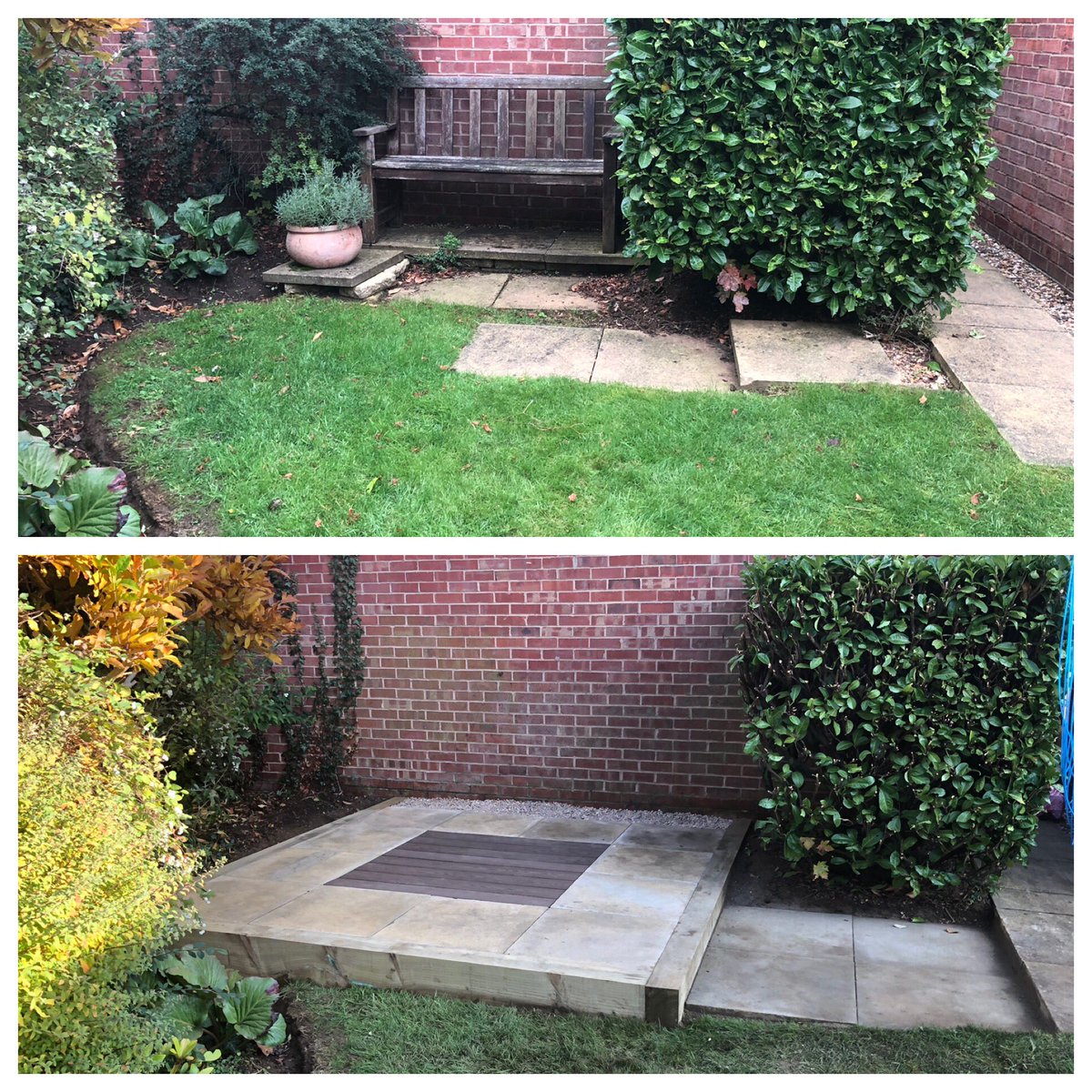 MaslinJonesLtd's tweet photo. Thatβs sleepers, paving and composite decking installed to make a lovely seating area ππΌ. #Maslinjones
#MiltonKeynes
#garden
#gardener
#gardening
#landscaping
#decking
#sleepers
#Framework
#timber
#wood
#paving #envirobuild https://t.co/LFSQrs0s2c