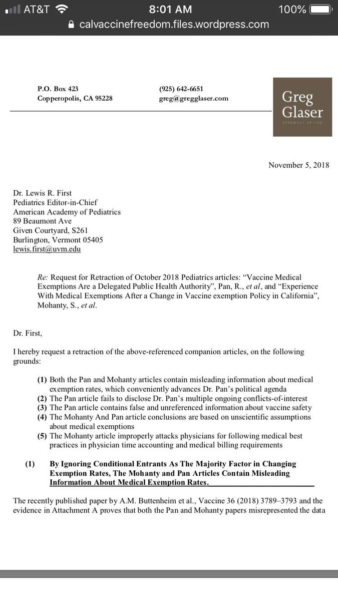 2ndfor1st's tweet photo. A California attorney sent a Request for Retraction letter to AAP yesterday re: Dr. Richard Pan and Mohanty articles that he alleges are misleading the public on medical exemption rates and concealing conflicts-of-interest to advance their agenda. 👏👏👏 https://t.co/w55ni6UnfW https://t.co/xeHY4O1tOk