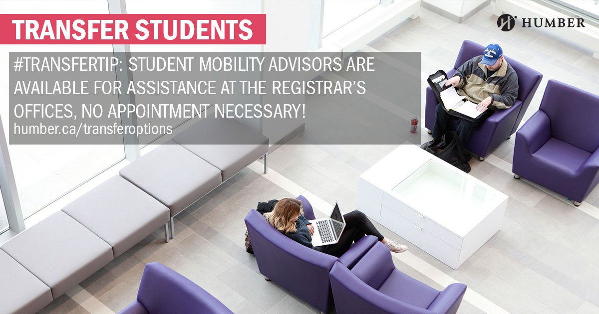 HumberPoly's tweet image. TRANSFER STUDENTS! Want to talk about transfer credits? No appointment needed! #TransferTips Learn More: bit.ly/2oYwpwN