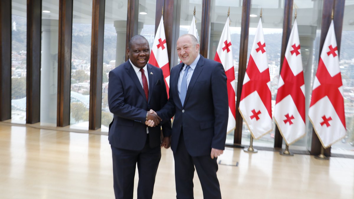 Ambassador Chilengi presents credentials to Georgian President ,Giorgio Margvelashvili

  Zambia’s Ambassador designate to Georgia, Dr Joseph Chilengi has presented his credentials to Georgian President, Giorgio Margvekashvili.