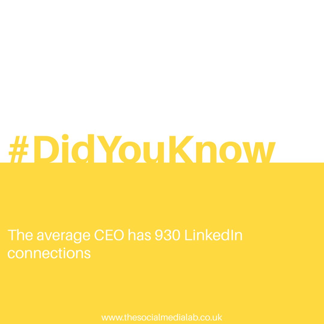 _TSMLab's tweet image. #didyouknow

The average CEO has 930 LinkedIn connections