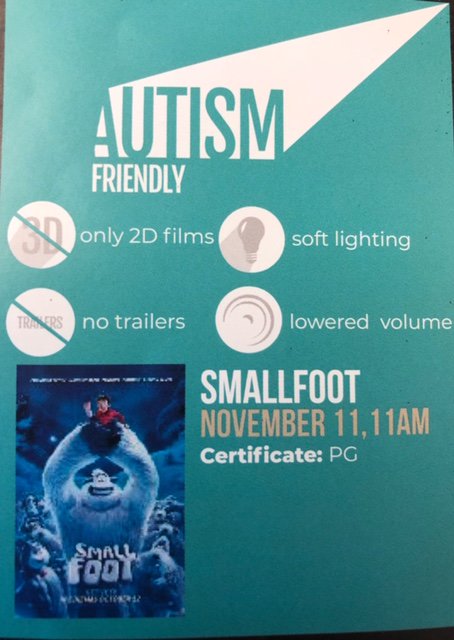 wotspace's tweet photo. This Sunday is @ShowcaseCinemas #Autism Friendly screening of 'Smallfoot' @Highcross #SoftLighting #NoTrailers #LoweredVolume find out more - https://t.co/xjSY8osWSY https://t.co/QSgd55Mfcd