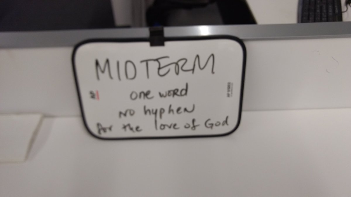 Helpful reminder in AP's NYC newsroom.