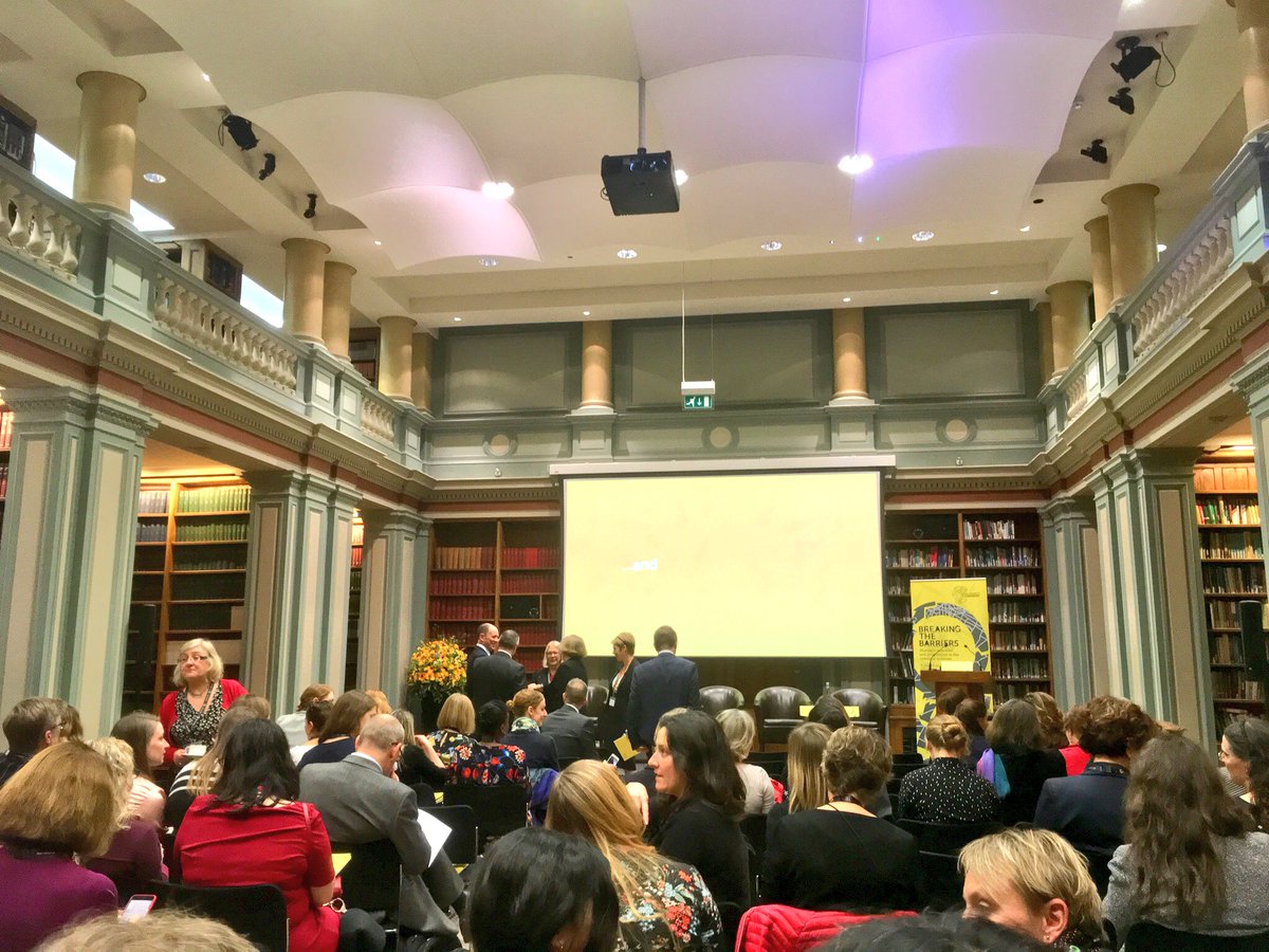 Tonight I’m at @RoySocChem for the launch of their landmark Breaking the Barriers report. A large audience here #ChemEquality
