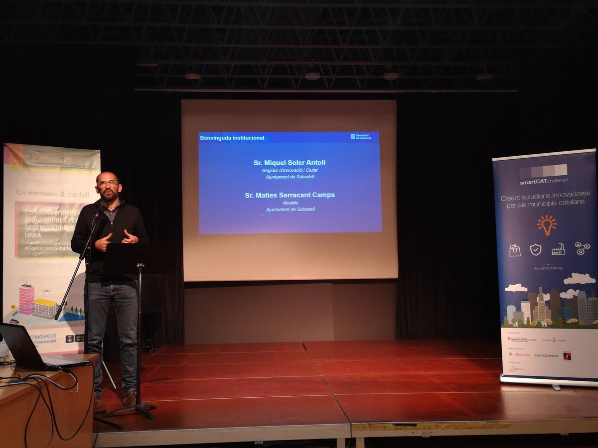 sfiguerola's tweet image. Inici de la final del programa #smartcatchallenge a @Aj_Sabadell. Apunt per evaluar idees innovadores en l&apos;àmbit social, media ambient, seguretat ciutadana i comerç i turisme. @i2CAT @dmarcop @RosaParadell @davidferrerc #SmartCAT