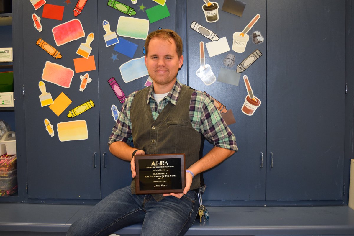 Congratulations to Jack Vest for being named Elementary Art Teacher of the Year by the Alabama Art Education Association! @SCSAggies