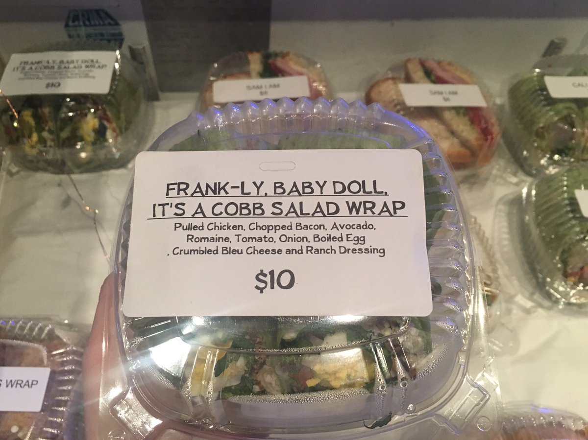 LocalYocalSC's tweet image. Our Chef’s grab &amp;amp; go sandwiches and salads are amazing! Try the Roast Beast or the Frank-LY Baby Doll It’s A Cobb Salad Wrap which was named after @AmyeRushing ‘s Dad!