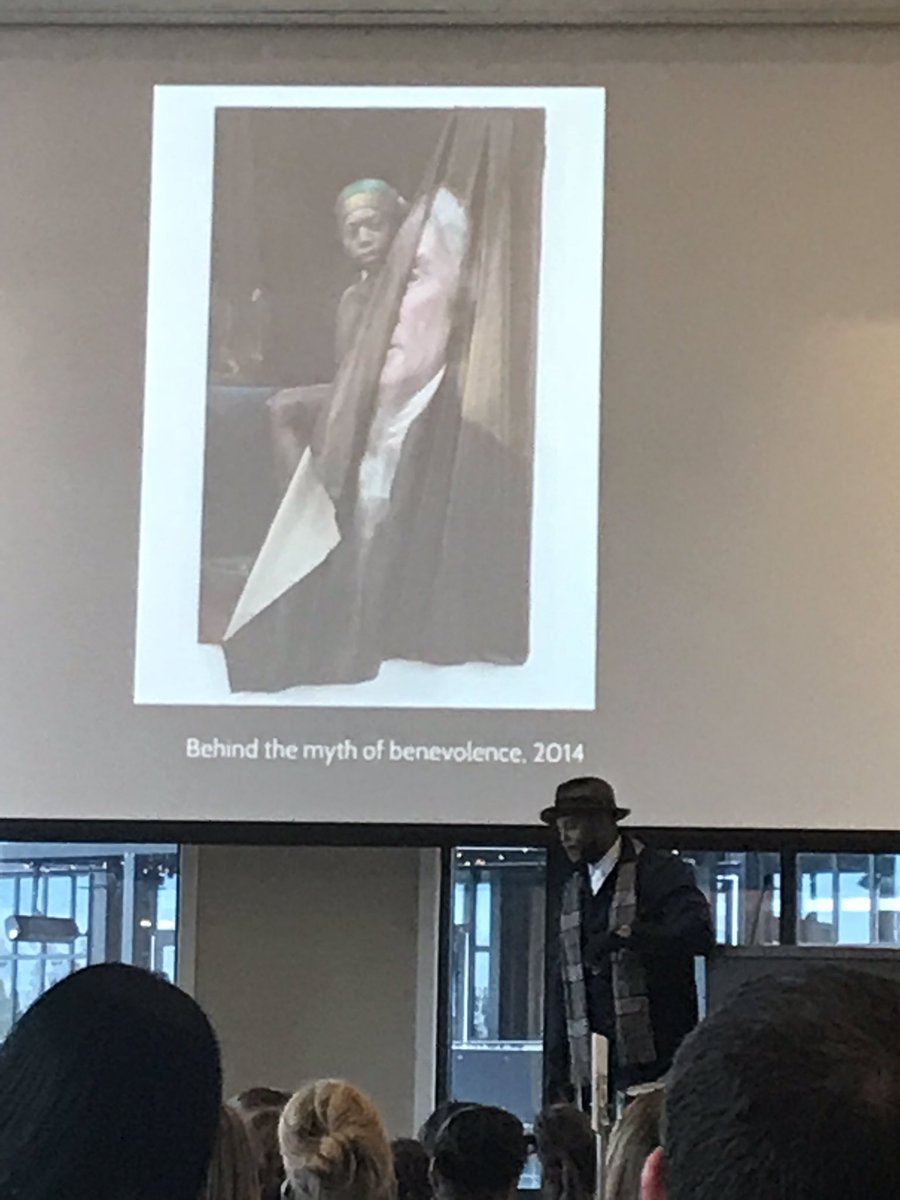 ABFE's tweet photo. “Behind the myth of benevolence” part of the amazing work & story of #TitusKaphar at #WRAG2018. See his exhibit at @NPG https://t.co/9qsJl34098 @Blacksocialchng @WRAGtweets @WRAGPrez @unitedphilforum @GIArts @CHANGEPhil #TheJeromeProject #NXTHVN https://t.co/EXUbuihppB