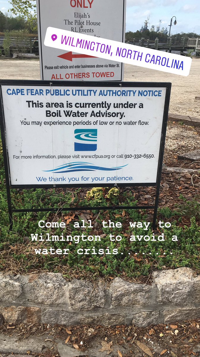 Water crisis in Chapel Hill, so I come to Wilmington to spend the day and try to get lunch on the water...