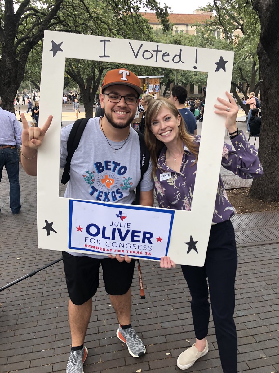 Met Joseph Kopser and Julie Oliver today, Democrats running to represent Austin! Go out and vote! #TX21 #TX25 @JulieForTX25