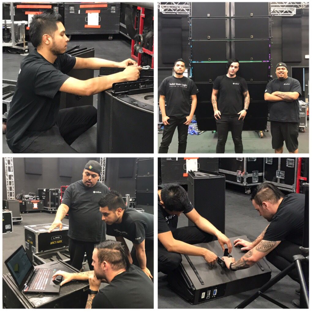 Shanetsmith's tweet photo. A little bit of hands-on time for our @CoiLLearning CoilUp techs in @LMG_BeyondTech Las Vegas Office. We learned about @L_ACOUSTICS #ARCSWIFO and #K2. #beyondtechnology #leadtechlearn https://t.co/ngHl75zmz4