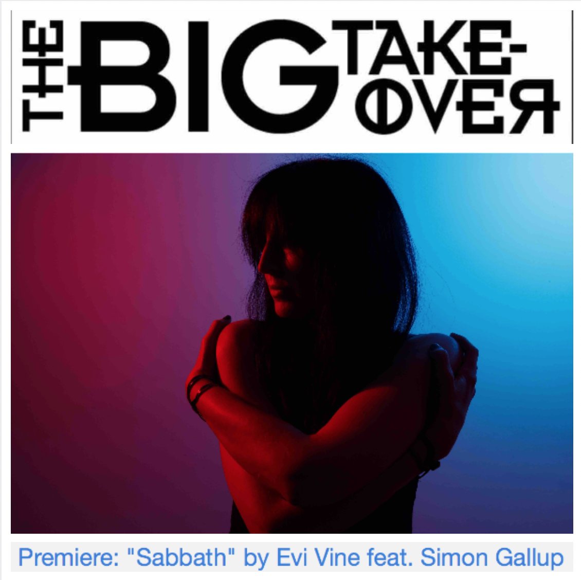 NYC's <a href="/BigTakeoverMag/">Big Takeover</a> is premiering 'Sabbath', the new single from @EviVine, off their forthcoming album 'Black Light White Dark'. It's dark and delicious and it features #SimonGallup of @TheCure &amp; Peter Yates of Fields Of The Nephilim ~ goo.gl/uAHvD5 @MichaelCiravolo