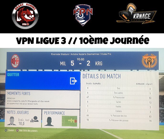 DragzGamerz's tweet photo. Match VPN

KRAGE ESPORT 5-2✅

DraGz_Axel_11x ⚽️⚽️⚽️
Volkaa77 ⚽️⚽️👟
KRapovyc34 👟👟👟
xProo-Shooter 👟

Match VPG🇫🇷

La JOGA FFF 0-0🤝

Match VPG🇧🇪

DECLIK GAMING 1-0✅

DraGz_Axel_11x ⚽️
Nanou863 👟

Match CDF VPN

WTD LES EXPERTS 2-0✅

DraGz_Axel_11x ⚽️
Dadouuu78 👟 https://t.co/KuvbjTfW2J